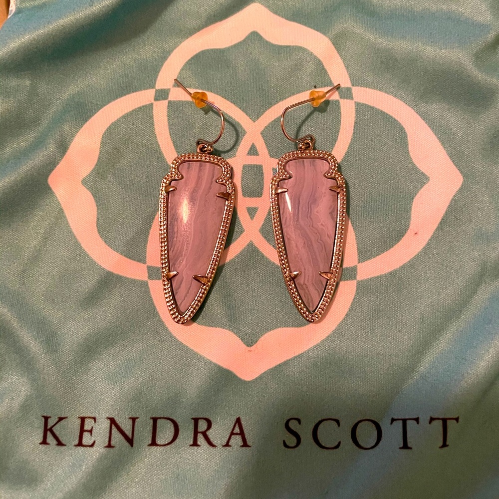 Kendra Scott Skye Silver Agate Purple Earrings